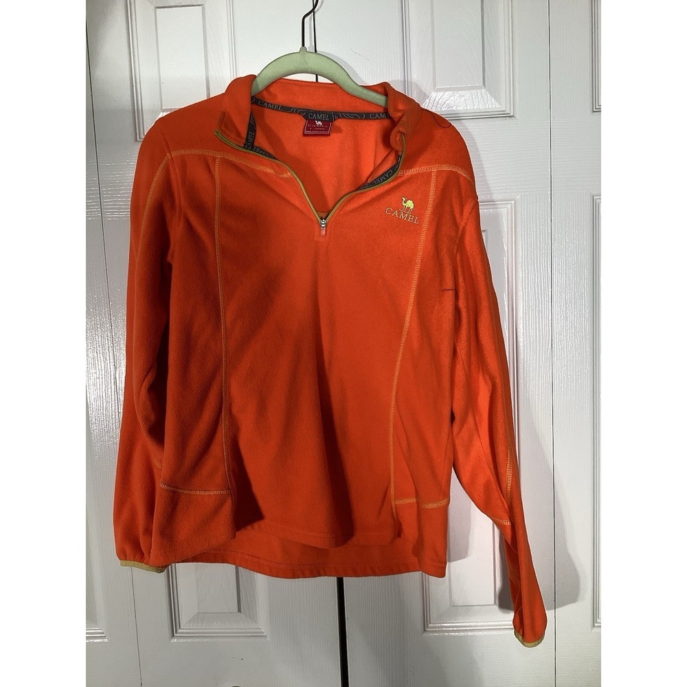 Camel Quarter Zip Fleece Pullover Women's Large Orange Joe Camel M Excellent